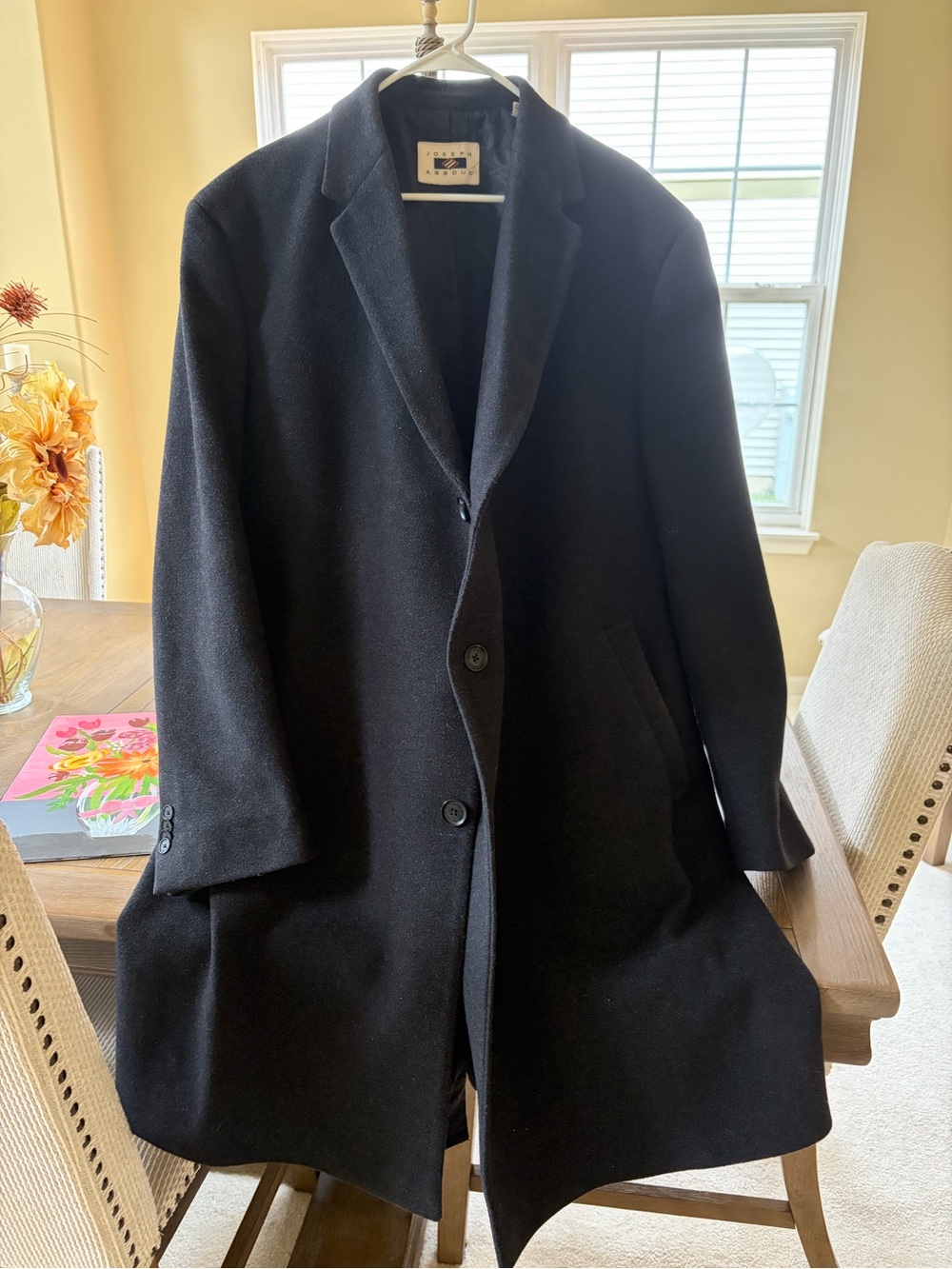 Men's Black Wool Pea Coat - Classic Single-Breasted Overcoat